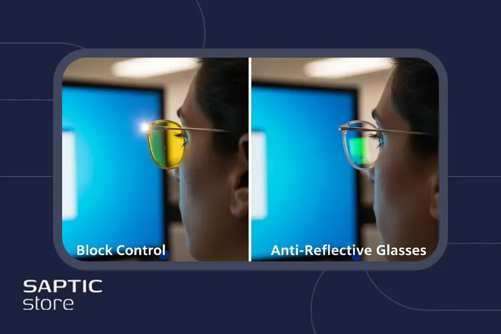 تفاوت بلوکنترل با عینک آنتی رفلکس برای کار با کامپیوتر